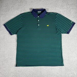 Masters Collection Polo Shirt Mens XL Green Blue Stripe Pima Cotton Golf Logo